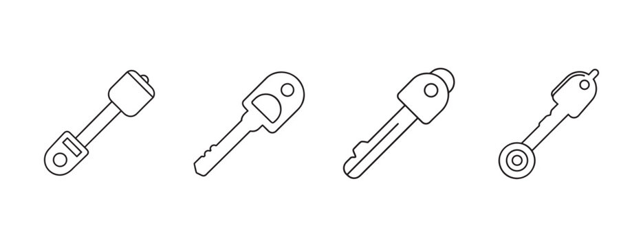 keys with different shapes and sizes on transparent background for unlocking and security concepts  various key designs