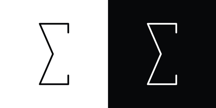 Sigma icon. linear symbols in black and white
