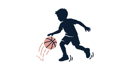 Obraz premium Boy Playing Basketball Silhouette Action.