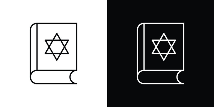 Tanakh book icon. linear symbols in black and white