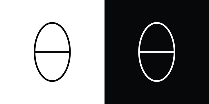 Theta icon. linear symbols in black and white