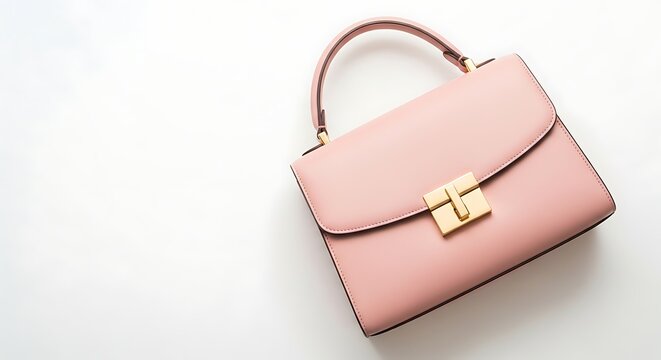 Pink Leather Handbag with Gold Hardware.