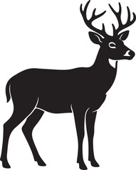 Obraz premium Black silhouette of a deer with antlers standing still