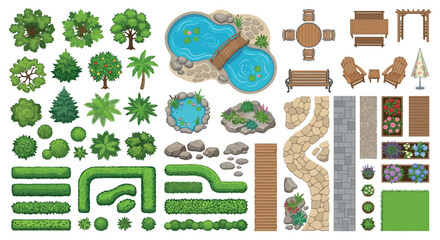 Garden Elements Vector Illustration With White Background © SHANTI