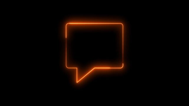 glowing, neon red and blue color bubble message box icon animation sign symbol on black background