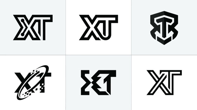 Set of XT and BT Monogram Logos for Branding and Identity.