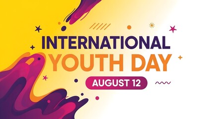 International youth day august 12 decorative typography graphic banner design with international celebration typography creative template colorful