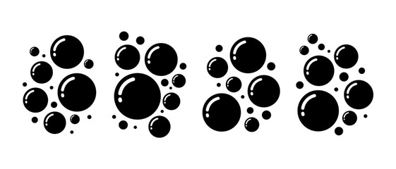 Fototapeta premium Minimal Black Bubble Collection with Glossy Reflection Abstract Soap Bubble Vector Set