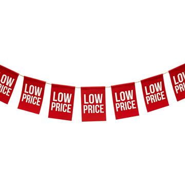 Low price red sale banner flags on string
