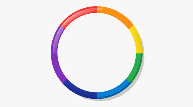 A flat vector illustration of a blank circular pin button badge with a shiny rainbow-colored border, perfect as a versatile design template for events, promotions, and LGBTQ-themed content.