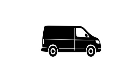 Fototapeta premium Black van icon, delivery vehicle silhouette, cargo van, transportation symbol