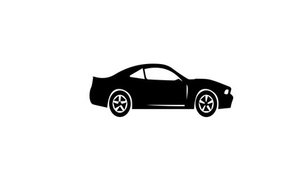 Fototapeta premium Black car silhouette, side view, modern sports vehicle, automotive icon
