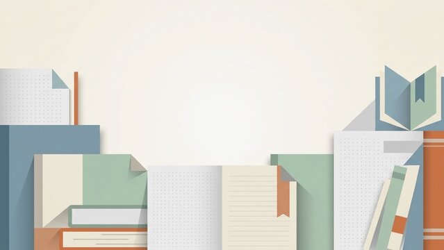Education Background with Stacked Books and Papers