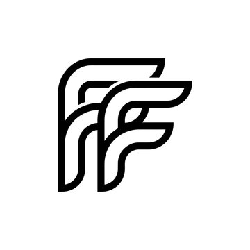 Double letter F parallel linear monogram logo design.