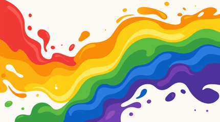 Fototapeta premium Abstract flowing wave shapes in the full rainbow and pride spectrum of colors creating a smooth decorative background design.