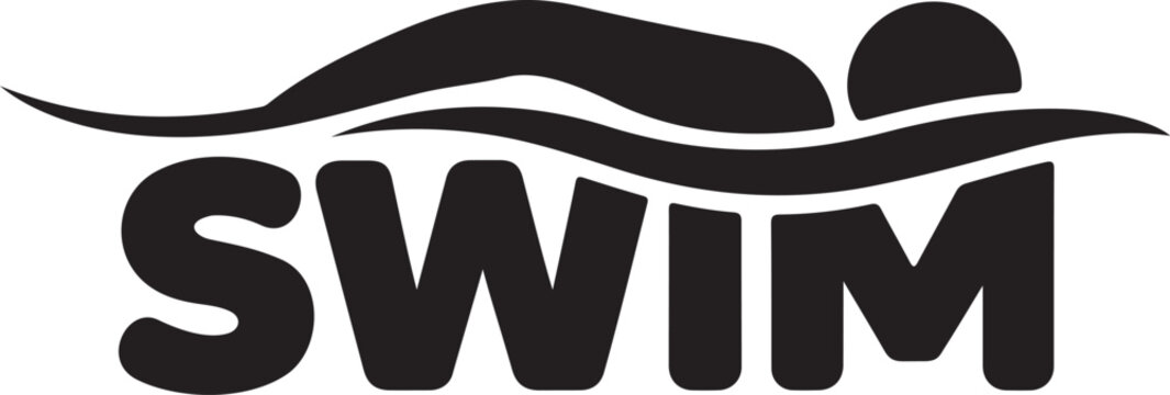 Modern Swim Wave Typography Vector