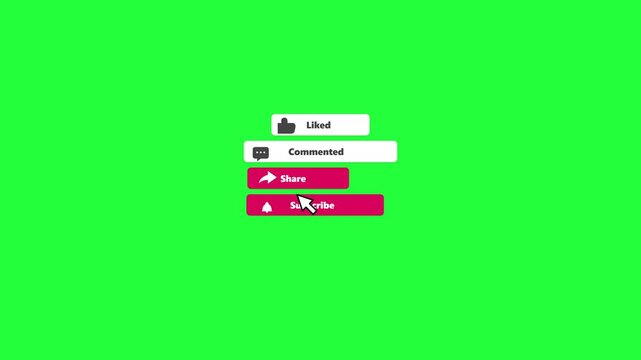 Social Media Engagement Buttons Pack Green Screen Animated Icons Loop Overlay
