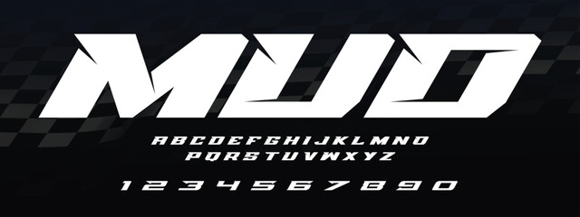 Mud Racing Font Vector — Motocross Dirt Typography Lettering, Extreme Offroad Display Alphabet © Hasan