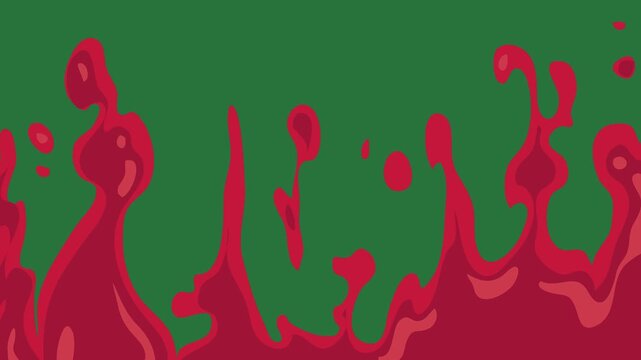 White border and screen red star on it flower christmas tree fire paint splash isolated on green screen background