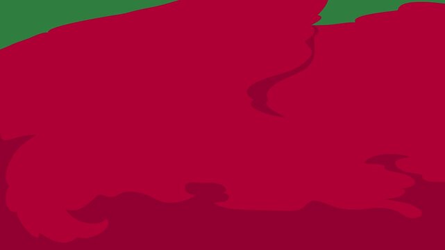 Red silhouette of fish bunch hearts on bear lots balls it map germany birds flying in the sky dots isolated on green screen background