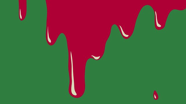 Dripping red paint on down it an image of elephant border square line t - shirt liquid isolated on green screen background