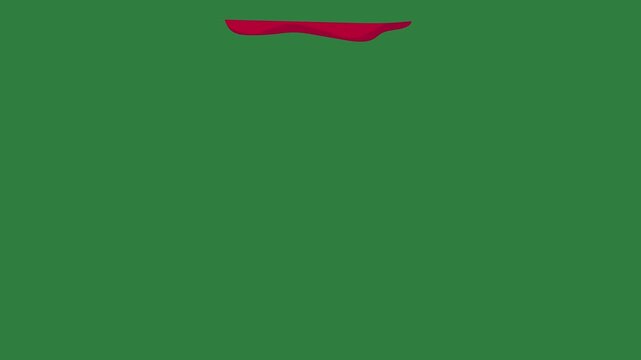Tooth on red triangle it flag blood spat isolated on green screen background
