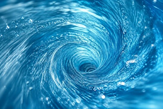impeller. Dynamic spiral vortex in clear blue water, created by an unseen impeller. bar promotions, beverage menus, designed for food & beverage menus and cafe branding.