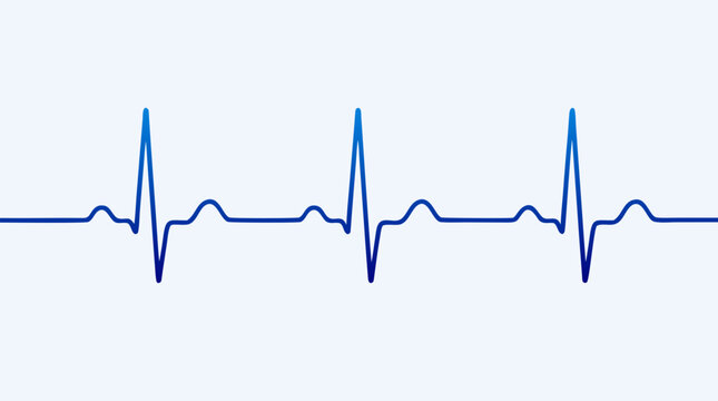 A clean flat vector illustration of a pulsing electrocardiogram EKG heartbeat line on a light background, ideal for healthcare brand identity, medical app interfaces, and hospital promotional graphics