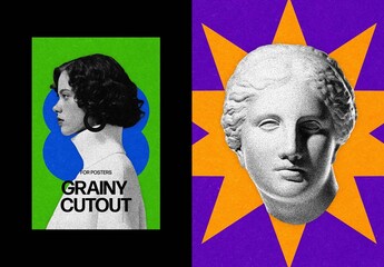 Vertical Grainy Cutout Photo Effect For Poster And Print Design