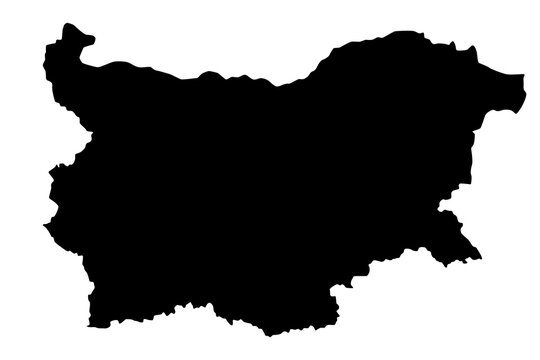 Vector map of Bulgaria, a country in Southeast Europe. Detailed black silhouette, isolated on white background.