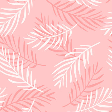 Vector seamless pattern with hand drawn palm leaves. Cute jungle design for textile, backgrounds, wallpaper, wrapping paper, digital prints.