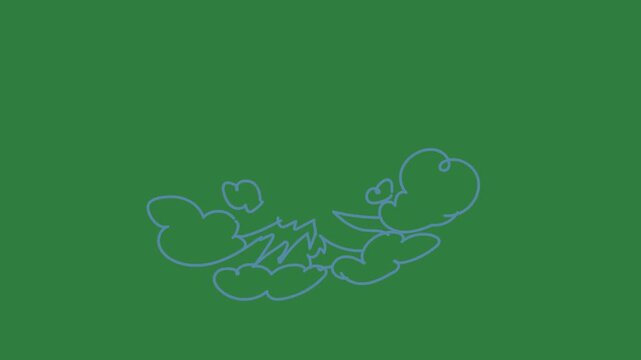 Small bird in the middle and screen white dot on it drawing of face mickey minnie pluto mouse heart drawn isolated on green screen background