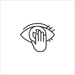 Fototapeta premium an eye with a hand placed in front, symbolizing vision, observation, accessibility, and privacy