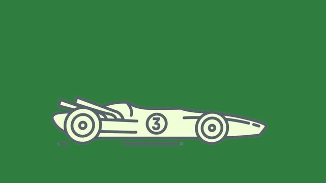 Skateboard on race car icon isolated on green screen background