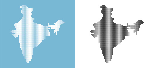 India map dotted vector set with white and black halftone dot pattern design for travel poster banner background social media post infographic geography presentation illustration  © Ahmed