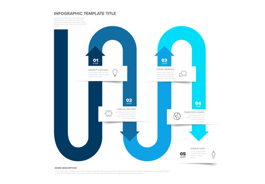 Modern Five Step Business Infographic Template with Wavy Arrow Flow