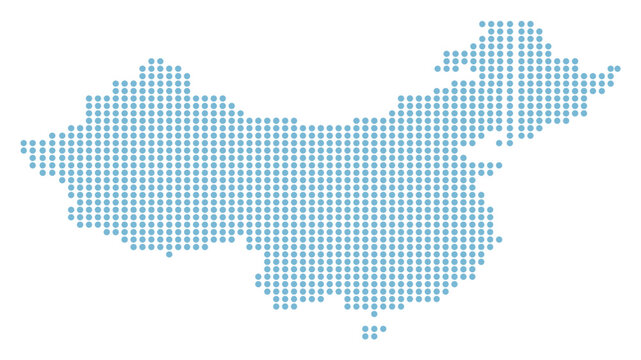 China map dotted vector template with blue halftone dot pattern design for travel poster banner background social media post infographic and geography presentation illustration
