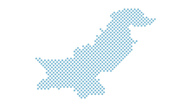 Pakistan map dotted vector template with blue halftone dot pattern design for travel poster banner background social media post infographic and geography presentation illustration