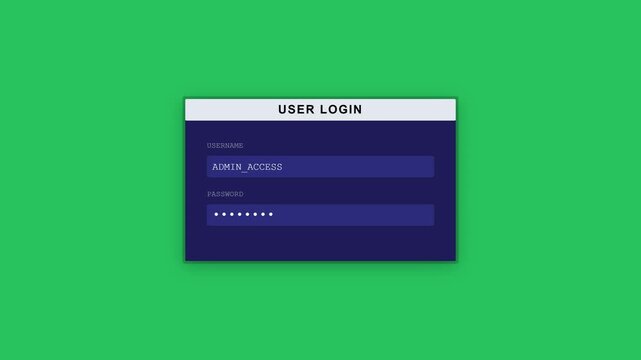 User Login Interface Form Animation with Chroma Key Green Screen Background