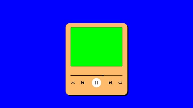 Minimalist Media Player Interface Motion Graphics Loop with Green Screen Overlay