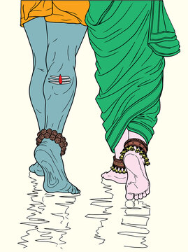 Lord Shiva and Parvati Hindu god Design Element. Sketch or Drawing of Shiva Parvati Outline Editable Vector Illustration