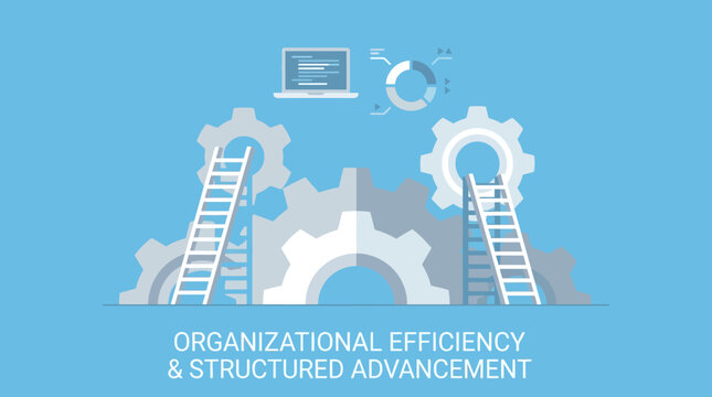 Business gears turning with technology for organizational efficiency advancement