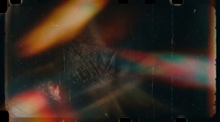 Fototapeta premium Cine film frame with sprocket holes and heavy grain texture.