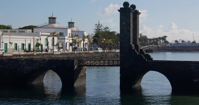 Shot of Puente de las Bolas, bridge of balls. At Arrecife