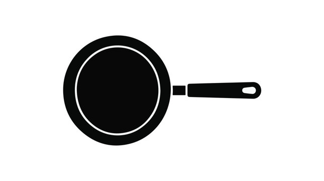 Black frying pan icon cooking kitchen utensil symbol isolated on white background