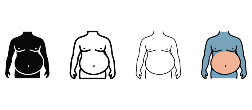 cartoon human torso illustrations with different colored body parts to show fat distribution and body types  various human body shapes and sizes