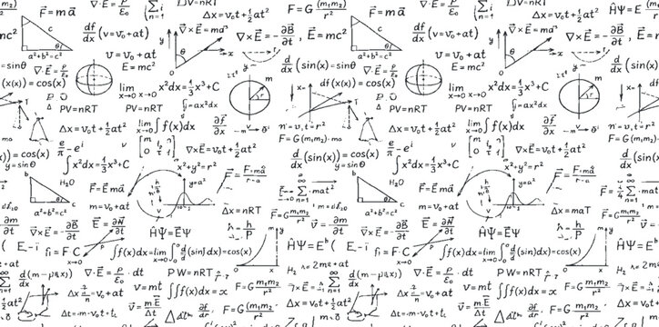 Seamless hand drawn math formulas and numbers doodle pattern vector illustration on blackboard style design