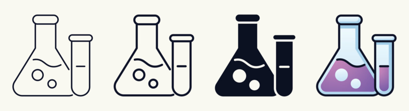 Chemistry Laboratory Flask and Test Tube Elements Collection