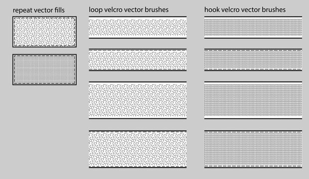 Velcro Hook and Loop Fastener Vector Brushes and Pattern Fills for Fashion CAD