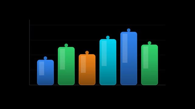 Growing bar chart animated business graph icon seamless loop alpha